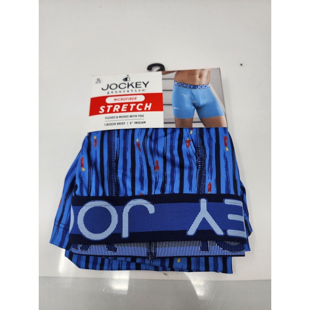 Jockey Generation Mens Microfiber Stretch Boxer Briefs Blue Polyester Size XL
